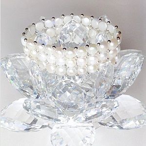 🆕 Genuine Natural Pearl .925 Silver Beaded Bracelet NWT